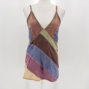 NWT Blue Sky multicolor patchwork hippie tank Med